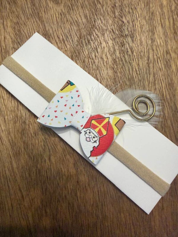 Haarbandje strik wit sint
