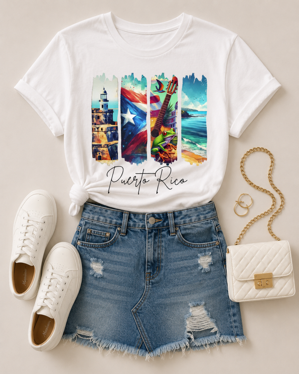 Puerto Rico Watercolor T-Shirt | Boricua Island Pride Tee