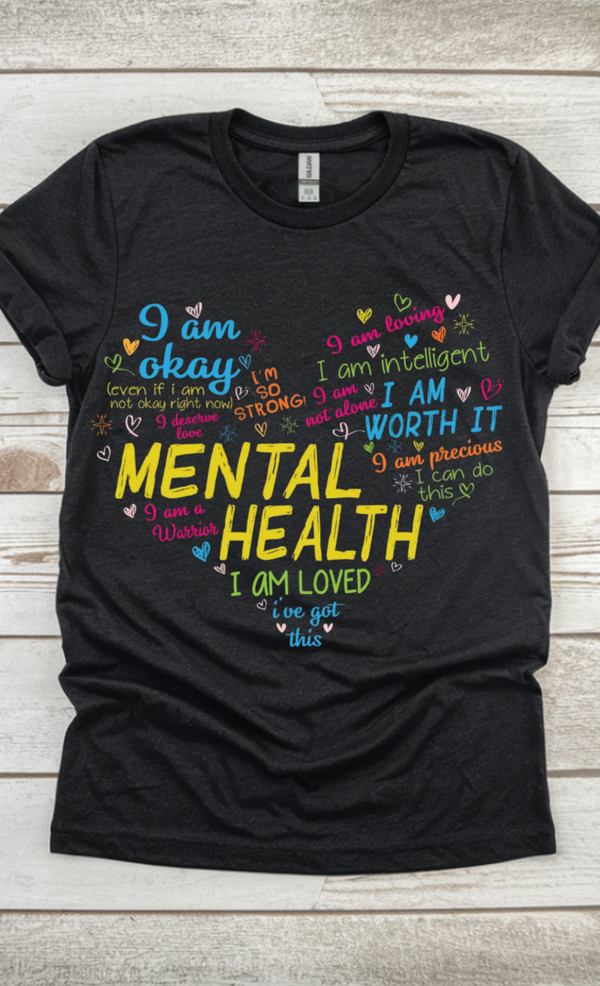 Mental Health Affirmation Heart Tee