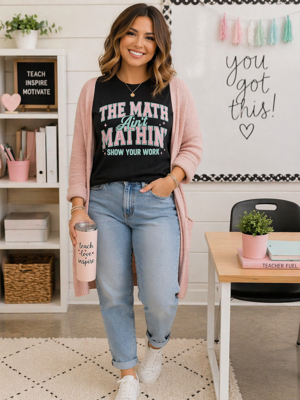The Math Ain’t Mathin’ Teacher Tee | Cute Pink & Blue Classroom Shirt