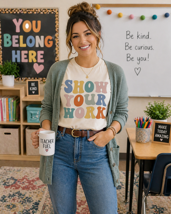 Show Your Work Teacher Tee | Retro Classroom Shirt