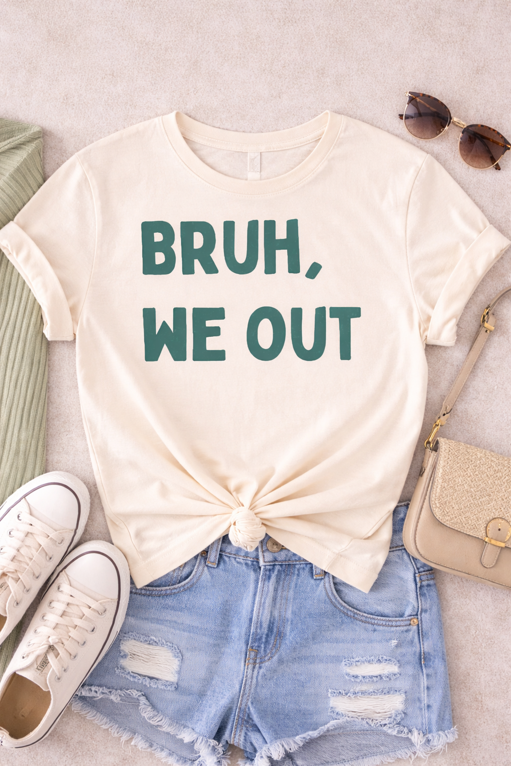 Bruh, We Out Cream Graphic Tee | Funny Chill Statement Shirt