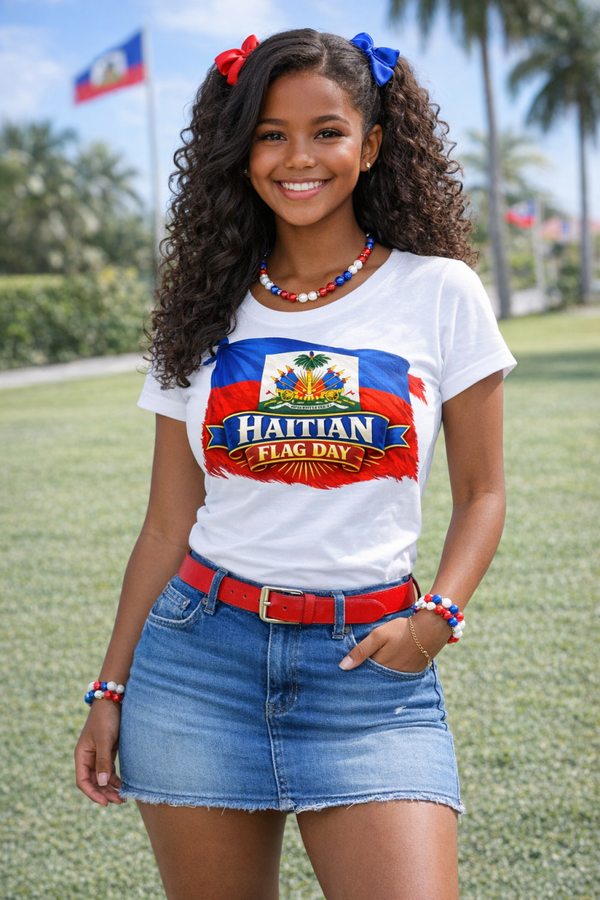 Haitian Flag Day Beauty White Tee