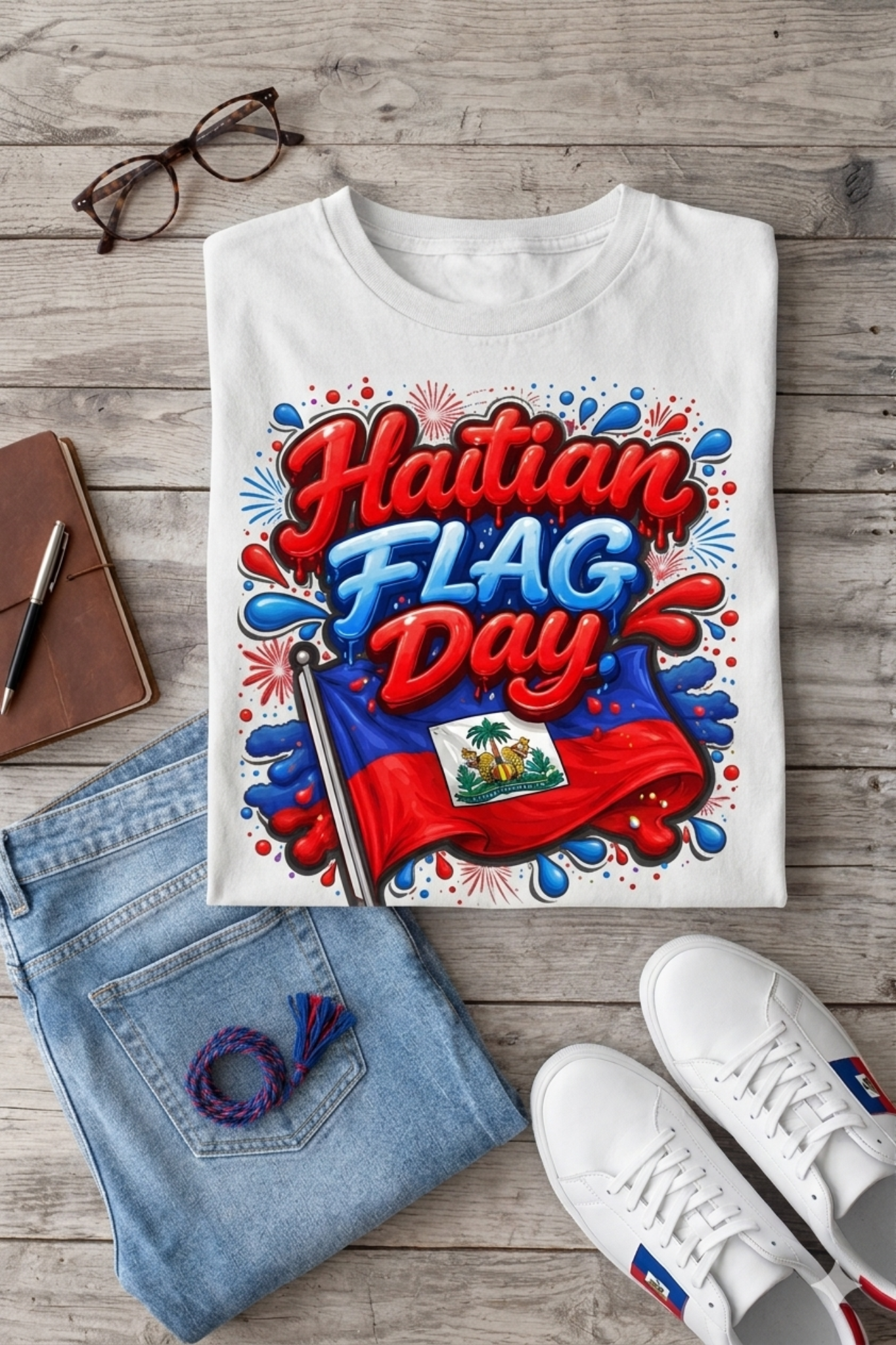 Haitian Flag Day Splash Statement Tee
