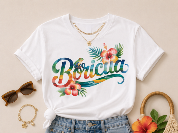 Boricua Tropical T-Shirt | Puerto Rico Inspired Floral Summer Tee