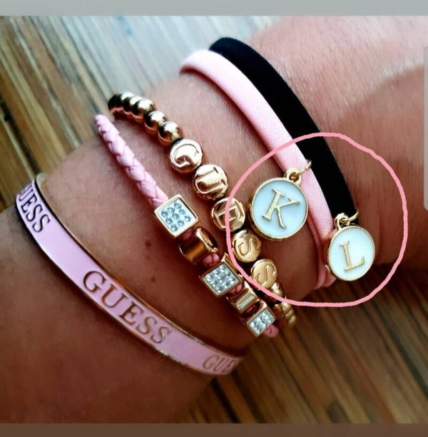 2stk Letterarmbandjes white gold