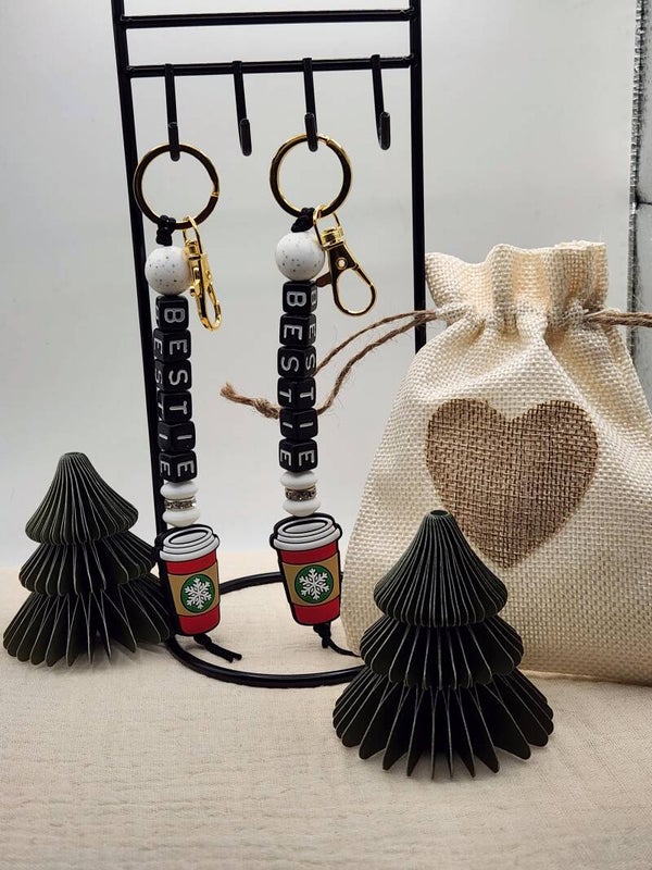 Besties sleutelhangers set van 2 + zakje