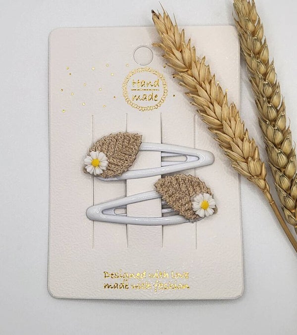 Haaknipjes bloemetjes taupe