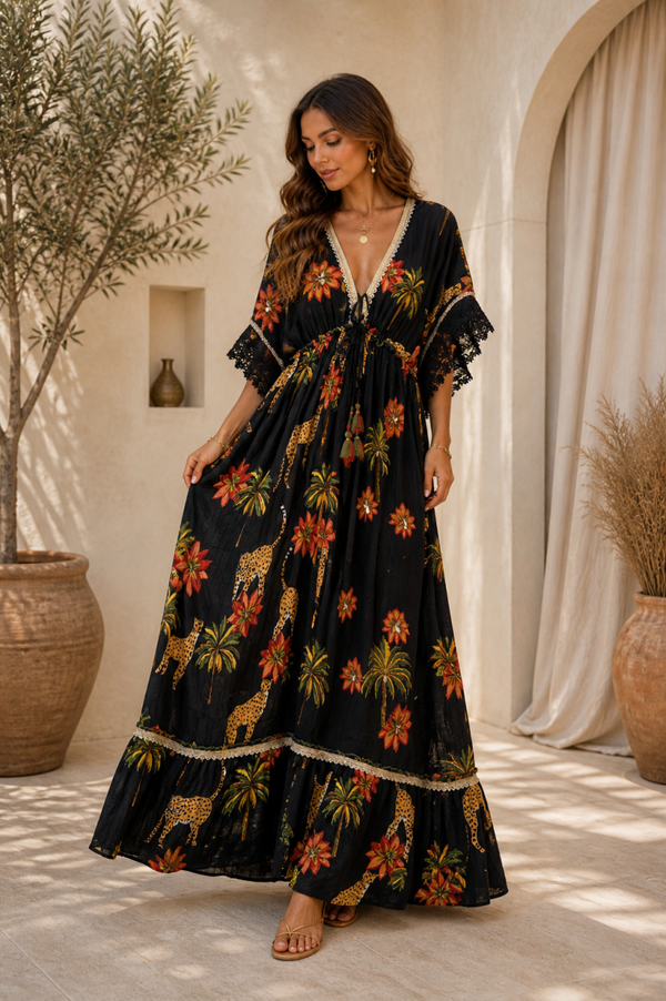 VESTIDO" FLOR PRINT OSCURO"