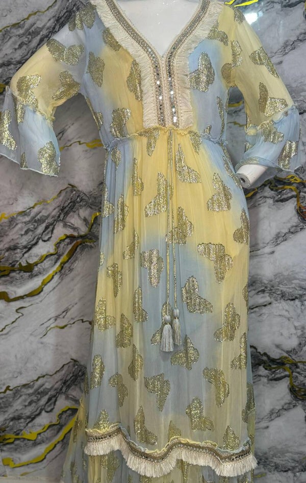 VESTIDO " PANEL DE ORO AZUL"