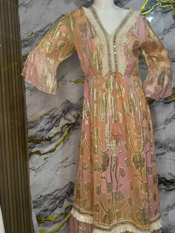 VESTIDO " PANEL DE ORO" ROSA