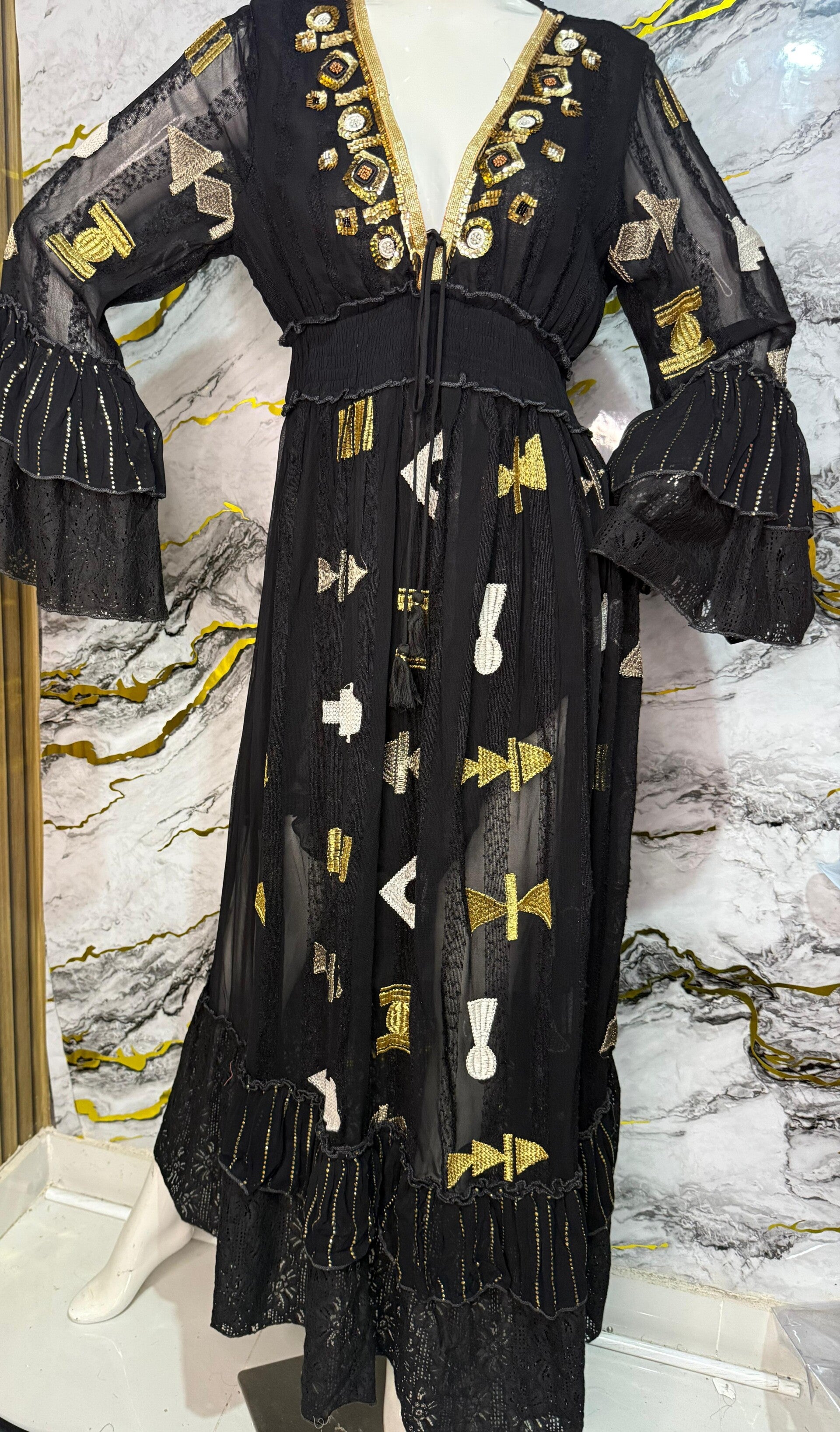 VESTIDO " NEW AZTECA " GOLD