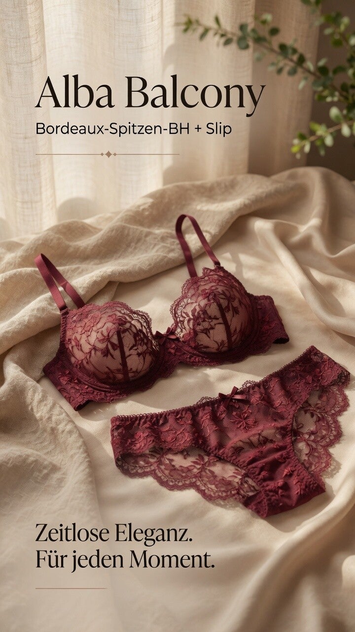 Alba Balcony – Bordeaux Lingerie-Set (Spitzen-BH & Slip)