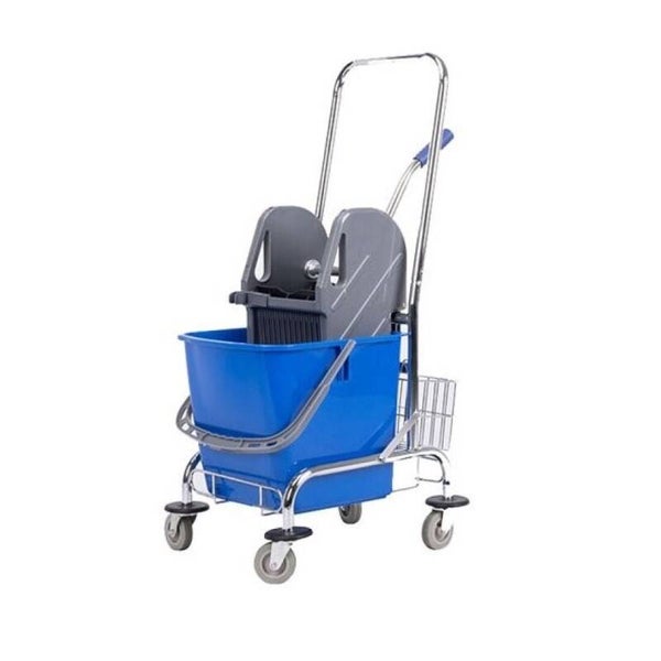 CARRO FREGADO CON PRENSA + CESTA CISNE 25L