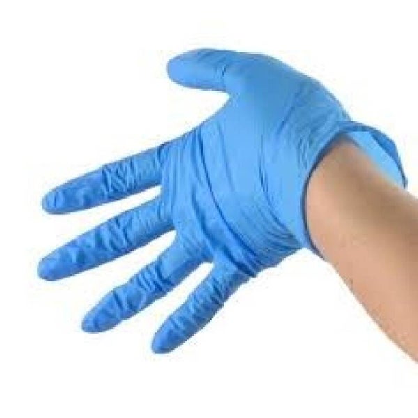 GUANTE NITRILO AZUL SIN POLVO TALLA P, M, L, Y XL.