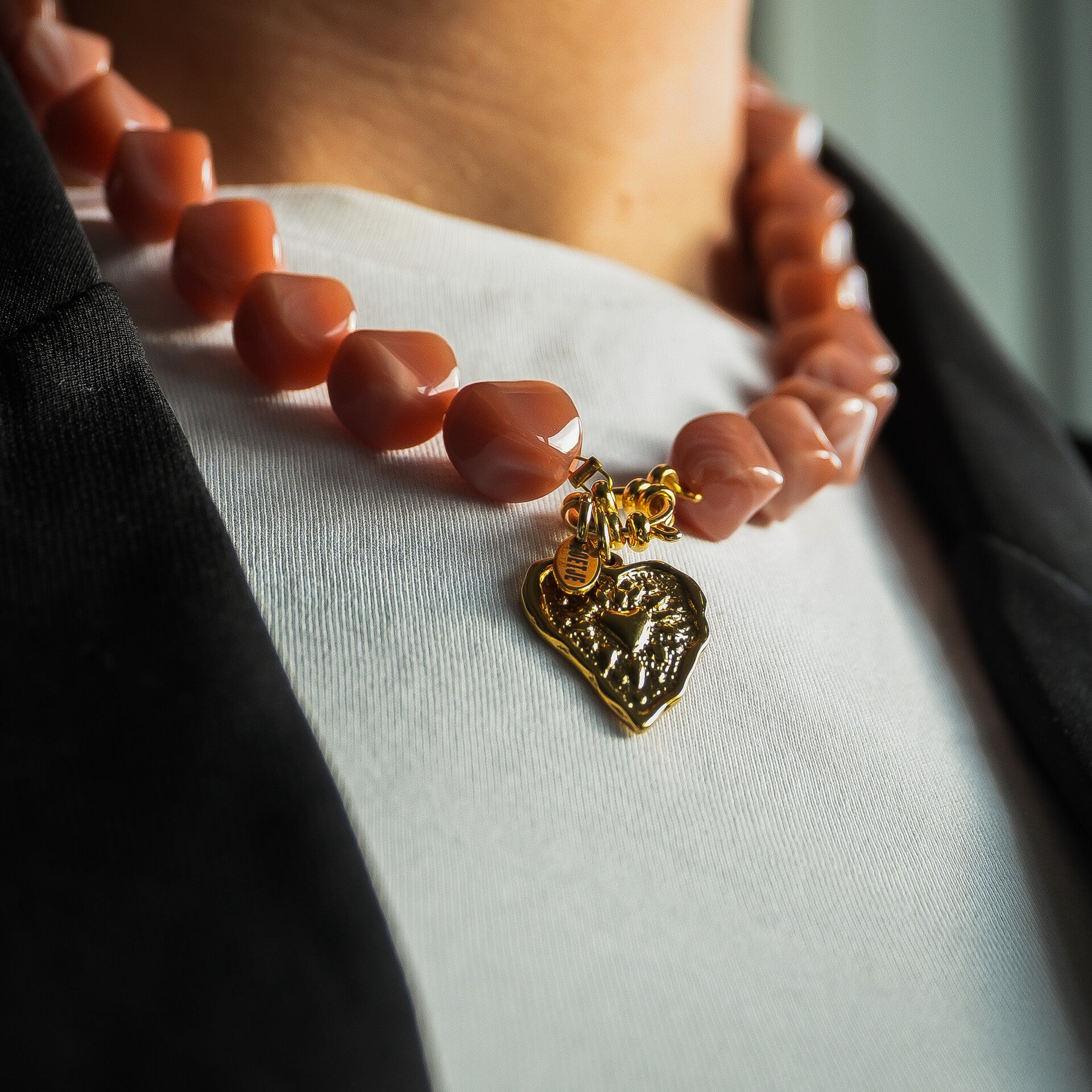 Chunky kralen ketting - Dark Salmon