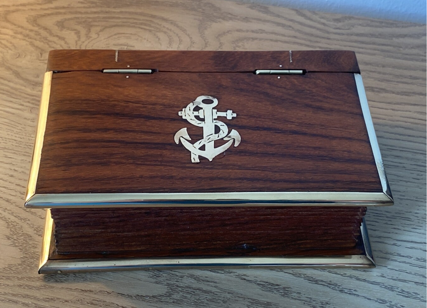 MAHOGANY BOOK DESIGN 'ANCHOR'TRINKET BOX