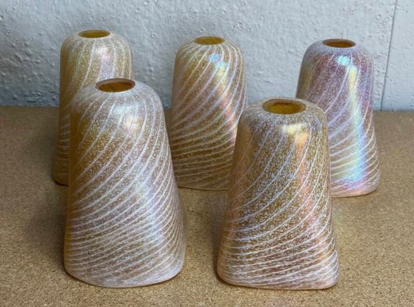 VINTAGE IRIDESCENT ART GLASS LIGHT SHADES
