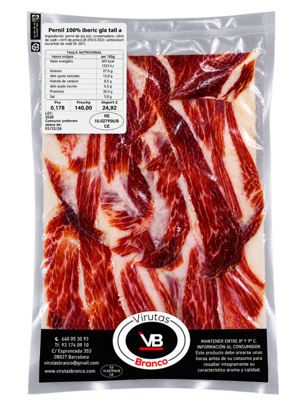 Jamón 100% Ibérico de Bellota Cortado