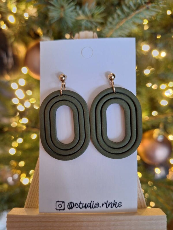 Olive Green Engraved Oval