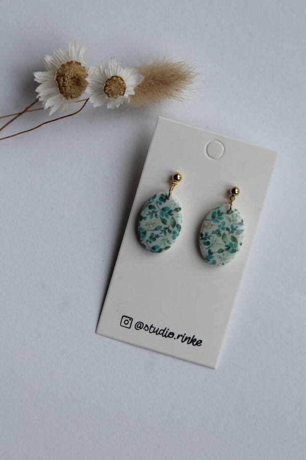 Teal Flora Classic Oval