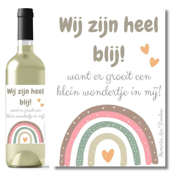 Wijnetiket | Wij zijn heel blij | Er groeit een klein wondertje in mij