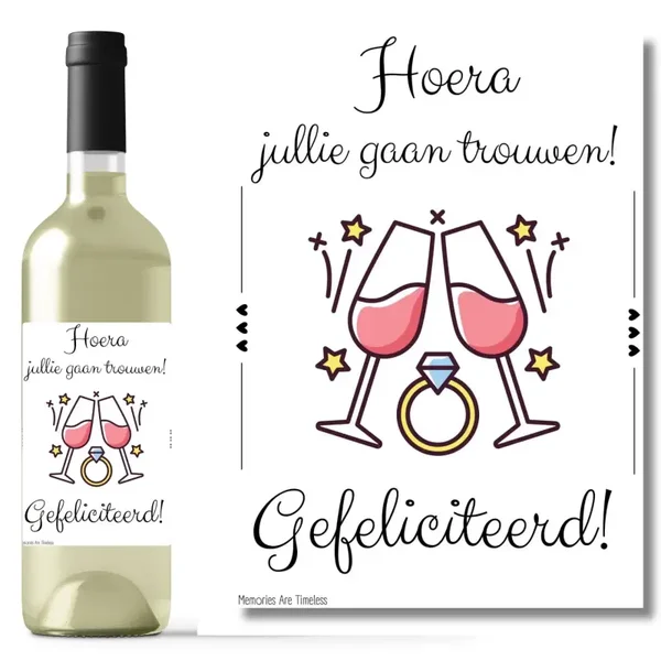 Wijnetiket | Hoera jullie gaan trouwen!