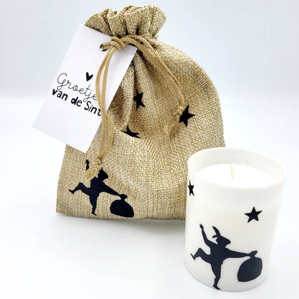Sinterklaas | Cadeau | Jute Zakje Met Kaars