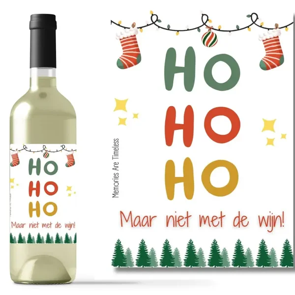 Wijnetiket | HoHoHo Maar niet met de wijn | Color