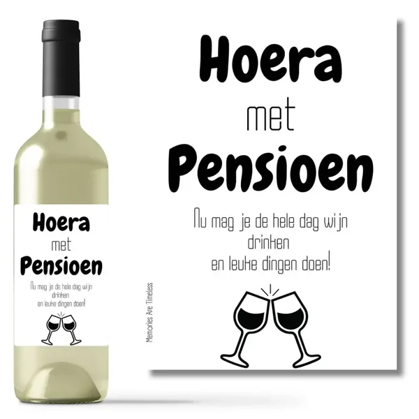 Wijnetiket | Hoera met Pensioen