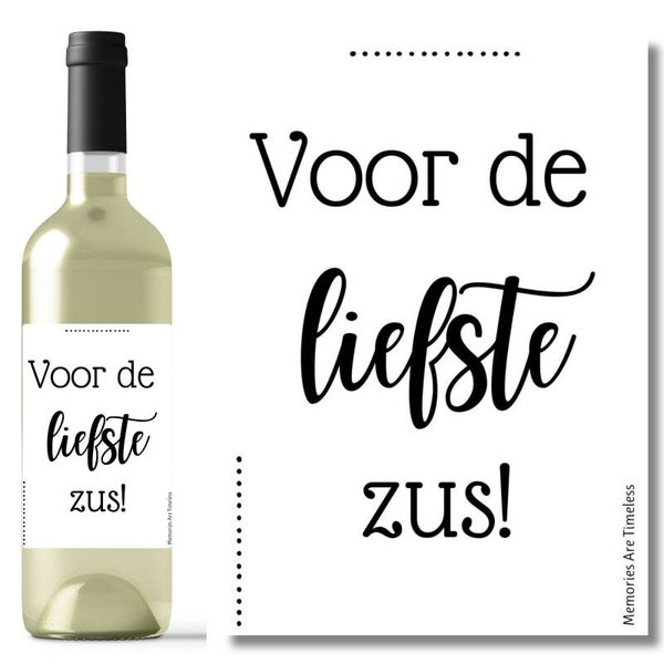 Wijnetiket | Voor de liefste zus