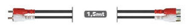 Kabllo Zgjatuese Audio 2 RCA Mashkull / 2 RCA Femër – 1.5 m - Karma CA 8206