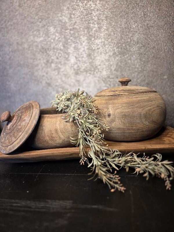 Houten Pot Rond met Deksel – Naturel