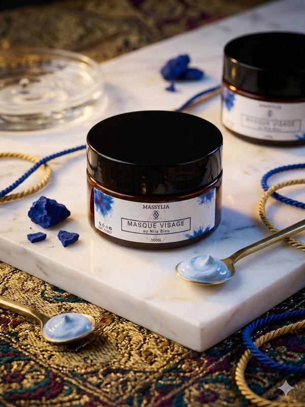 Masque Visage Illuminateur au Nila Bleu – L'Éclat Impérial du Maroc