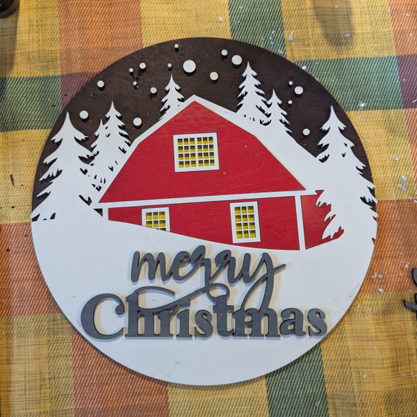 Rustic Red Barn Christmas Sign
