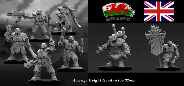 Space Orks Orcs Veteran Squad unit of 7 at 32mm Scale