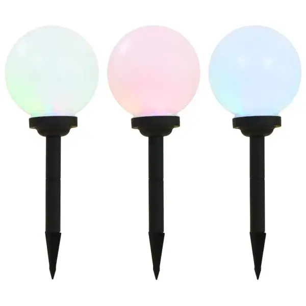 Buiten Solar Lampen 3 st LED Bolvormig 20 cm RGB