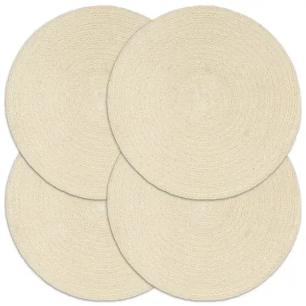 Placemats 4 st Effen Naturel 38 cm Rond Katoen