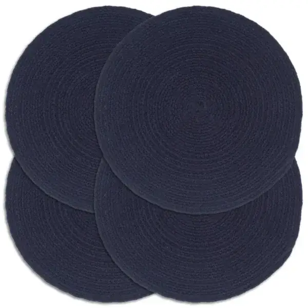 Placemats 4 st effen marineblauw 38 cm rond katoen