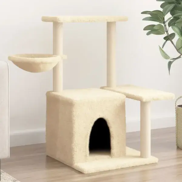Kattenboom met sisal krabpalen crème 83 cm