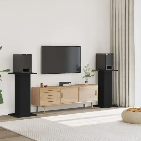 Speakerstandaards 2 st Zwart 30x30x80 cm Bewerkt hout
