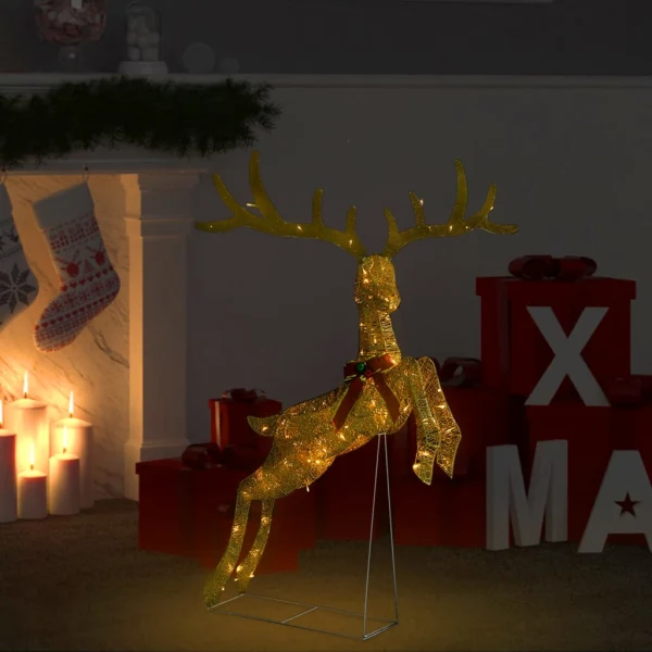 Vliegend Rendier Kerstdecoratie 120 LED's Goud Warm Wit