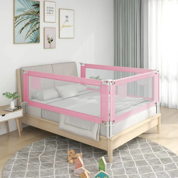 Veiligheidsbedhek peuter roze 120x25 cm stof