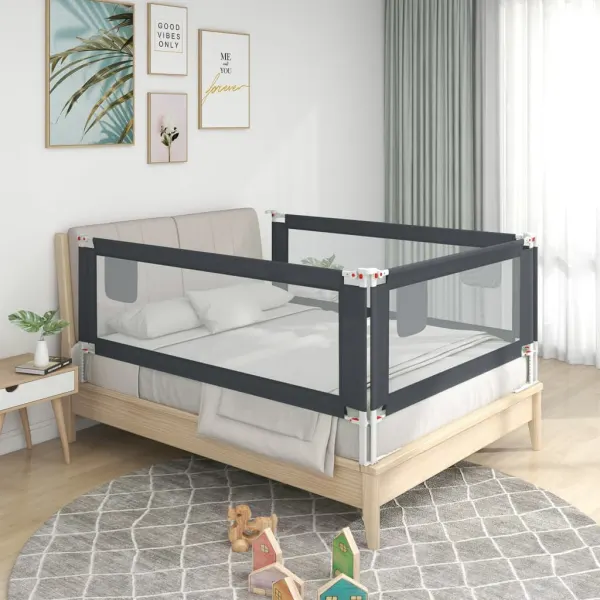 Veiligheidsbedhek peuter donkergrijs 160x25 cm stof