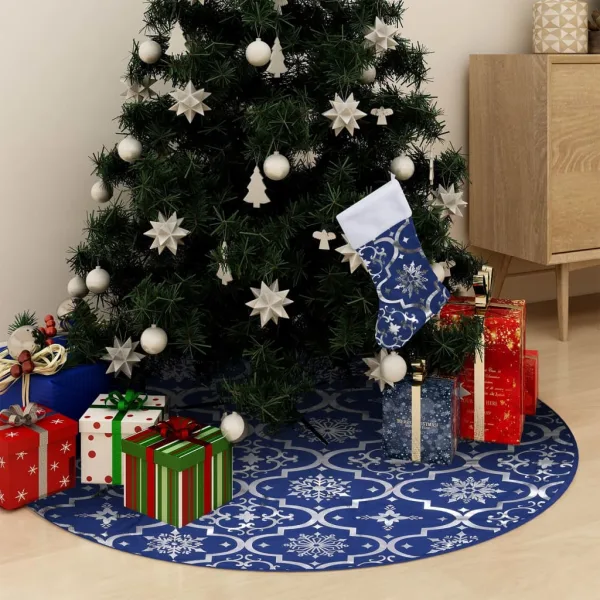 Luxe Kerstboomrok met Sok Blauw 150 cm Stof