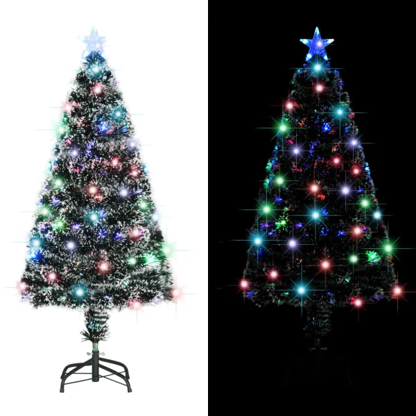 Voorverlichte kerstboom met standaard 120 cm glasvezel