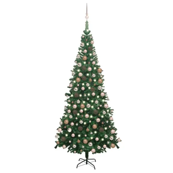 Kunstkerstboom met verlichting en ballenset L 240 cm Groen