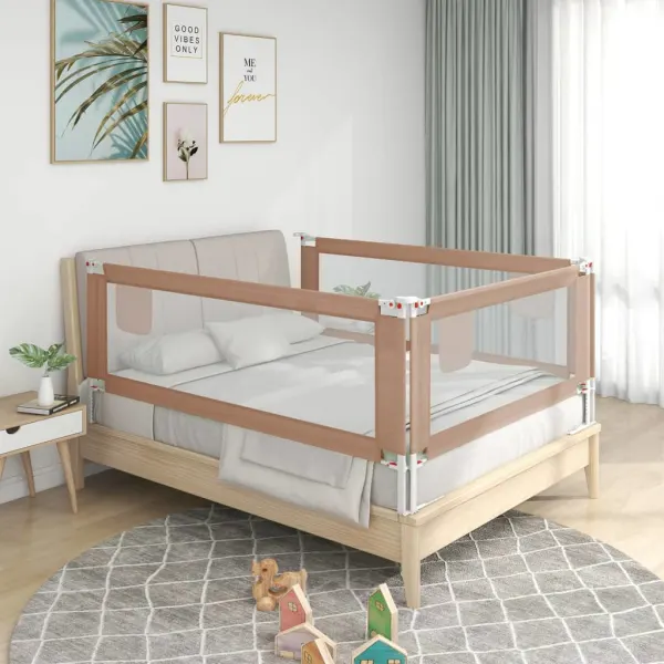 Veiligheidsbedhek peuter taupe 160x25 cm stof