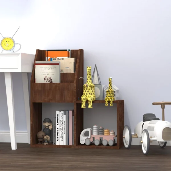 Tijdschriftenrek voor kinderen 71x30x78,5 cm bewerkt hout bruin eiken