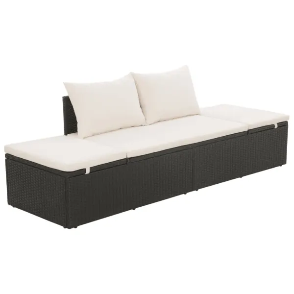 Tuinbed Zwart 195x60 cm Poly Rattan